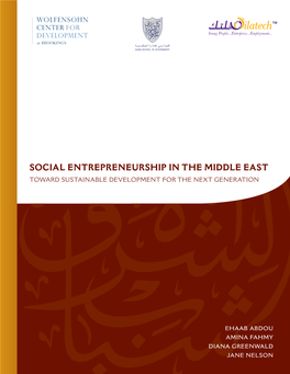 Social Entrepreneurship in the Middle East Toward Sustainable Development for the Next Generation