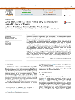 Acute Traumatic Patellar Tendon Rupture: Early and Late Results Of