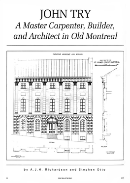 JOHN TRY a Master Carpenter, Builder, and Architect in Old Montreal
