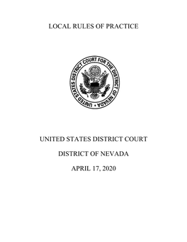 Local Rules of Practice United States District Court District of Nevada April