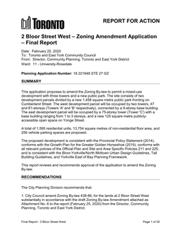 2 Bloor Street West – Zoning Amendment Application – Final Report