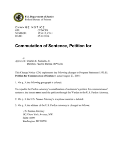 Commutation of Sentence, Petition For