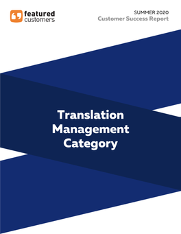 Translation Management Software : Summer 2020