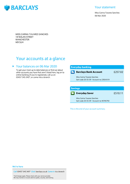 Your Accounts at a Glance