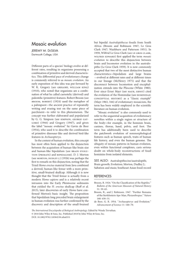 Mosaic Evolution Africa (Broom and Robinson 1947; Le Gros Clark 1947; Washburn and Patterson 1951)