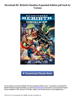 Download DC Rebirth Omnibus Expanded Edition Pdf Book by Various