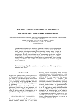 Renewable Energy Characterization of Madeira Island