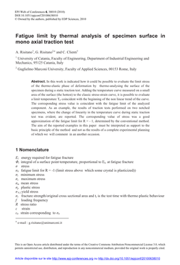 Fatigue Limit by Thermal Analysis of Specimen Surface in Mono Axial Traction Test