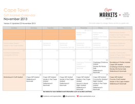 Cape Town Gift Market Calendar November 2013