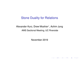 Stone Duality for Relations