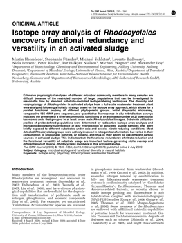 Isotope Array Analysis of Rhodocyclales Uncovers Functional Redundancy and Versatility in an Activated Sludge