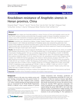 Knockdown Resistance of Anopheles Sinensis in Henan Province, China