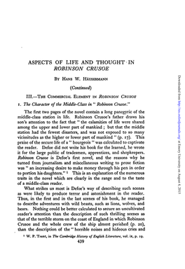 ASPECTS of LIFE and THOUGHT in ROBINSON CRUSOE Downloaded from by HANS W