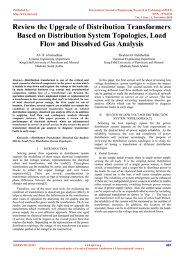 Review the Upgrade of Distribution Transformers Based on Distribution System Topologies, Load Flow and Dissolved Gas Analysis