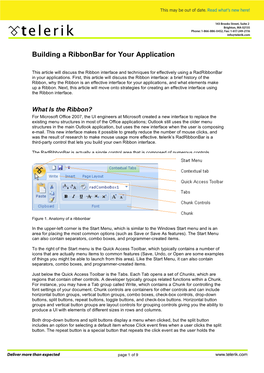 Building a Ribbonbar for Your Application