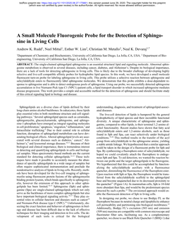 A Small Molecule Fluorogenic Probe for the Detection of Sphingosine In