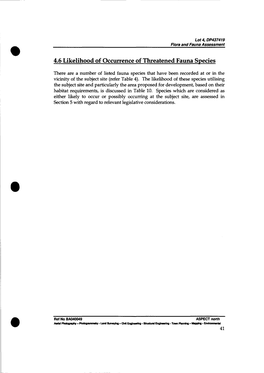 4.6 Likelihood of Occurrence of Threatened Fauna Species