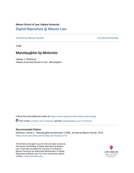 Manslaughter by Motorists