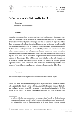 Reflections on the Spiritual in Rothko