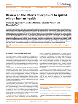 Review on the Effects of Exposure to Spilled Oils on Human Health
