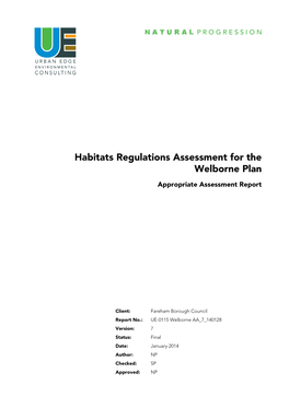 Habitats Regulations Assessment for the Welborne Plan