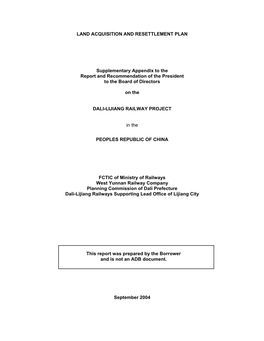 Land Acquisition and Resettlement Plan