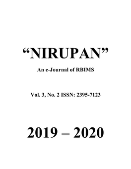 An E-Journal of RBIMS Vol. 3, No. 2 ISSN: 2395-7123