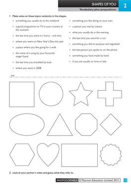 Shapes of You 2 Vocabulary Plus: Prepositions