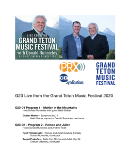 GTMF Live 2020 Radio Series Repertoire