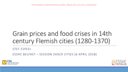 Grain Prices and Food Crises in 14Th Century Flemish Cities (1280-1370)