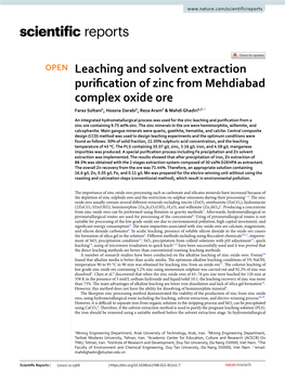 Leaching and Solvent Extraction Purification of Zinc from Mehdiabad