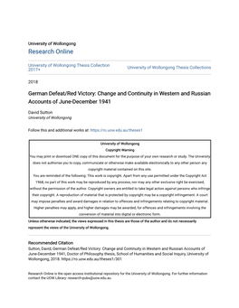 German Defeat/Red Victory: Change and Continuity in Western and Russian Accounts of June-December 1941