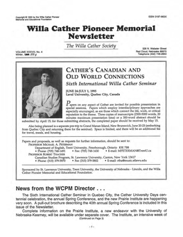 Willa Cather Pioneer Memorial Newsletter