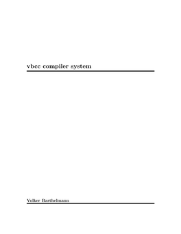 Vbcc Compiler System