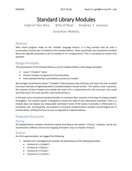 Standard Library Modules Gabriel Dos Reis Billy O’Neal Stephan T