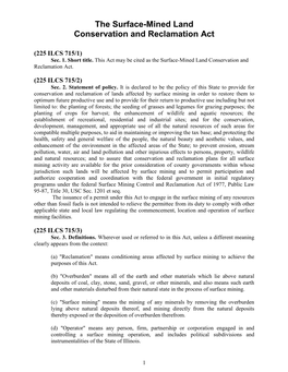 The Surface-Mined Land Conservation and Reclamation Act