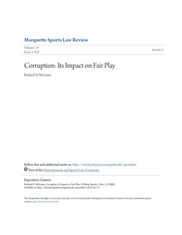 Corruption: Its Impact on Fair Play Richard H