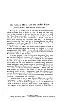 The United States and the Allied Debts