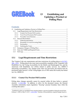 13 Establishing and Updating a Precinct Or Polling Place