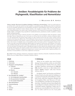 Amöben: Paradebeispiele Für Probleme Der Phylogenetik, Klassifikation Und Nomenklatur