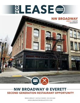 Nw Broadway @ Everett Second Generation Restaurant Opportunity