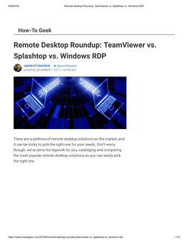 Remote Desktop Roundup: Teamviewer Vs. Splashtop Vs. Windows RDP