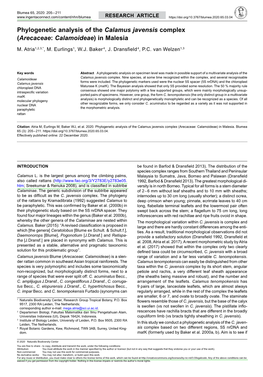 Phylogenetic Analysis of the <I>Calamus Javensis</I>