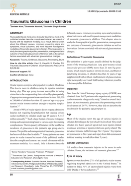 Traumatic Glaucoma in Children 1Savleen Kaur, 2Sushmita Kaushik, 3Surinder Singh Pandav