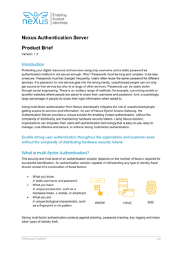 Nexus Authentication Server Product Brief