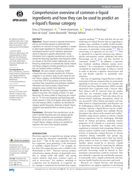 Comprehensive Overview of Common E-Liquid Ingredients and How They Can Be Used to Predict an E-Liquid's Flavour Category