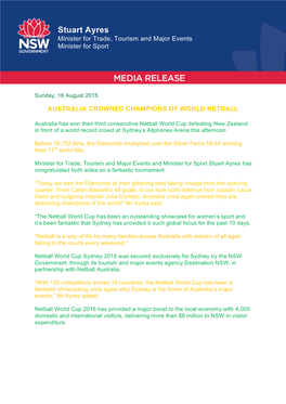 Australia Crowned Champions of World Netball