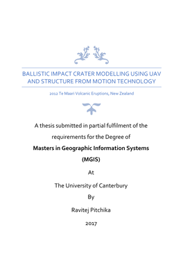 Ballistic Impact Crater Modelling Using Uav and Structure from Motion Technology