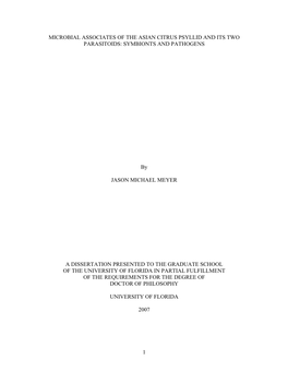 Microbial Associates of the Asian Citrus Psyllid and Its Two Parasitoids: Symbionts and Pathogens