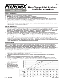 Flame-Thrower Billet Distributor Installation Instructions